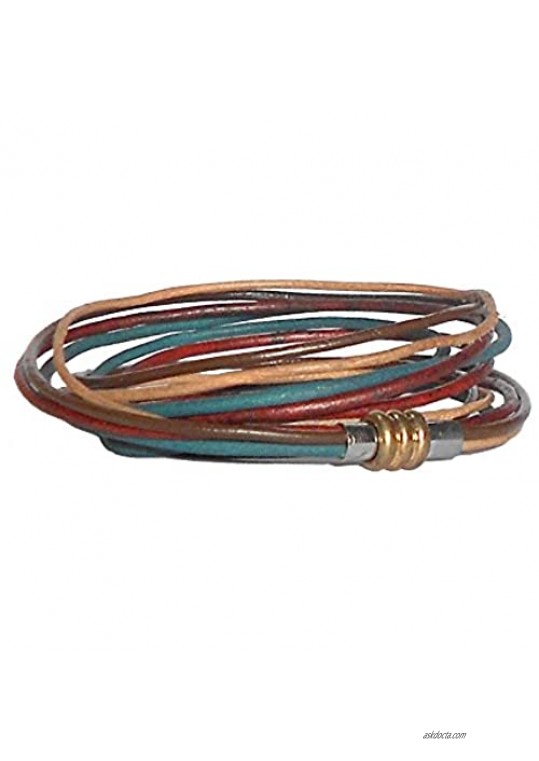PRERNA Women's 3 Wrap Genuine Leather Bracelets Leather Cord Multi Color Bracelet