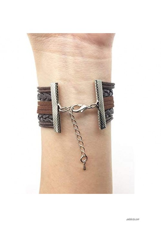TimeLogo Infinity Love Horses Bracelet-Handmade Leather Strap Wrap Horse Charm Friendship Gift