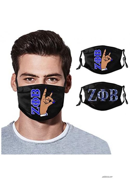 2 Pack Zeta Phi Beta Face Mask with 4 Filters Adult Adjustable Earloop Reusable and Washable Balaclavas Gift