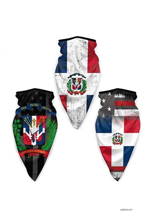 3pcs USA Mix Flag Face Cover Summer Neck Gaiter Breathable Bandana Scarf Balaclava Headwear for Dust Wind