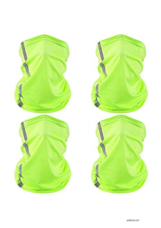 4 Pieces Neck Gaiter High Visibility Reflective Safety Bandana Multifunctional Sun Shade Headwear Balaclava for Men Women