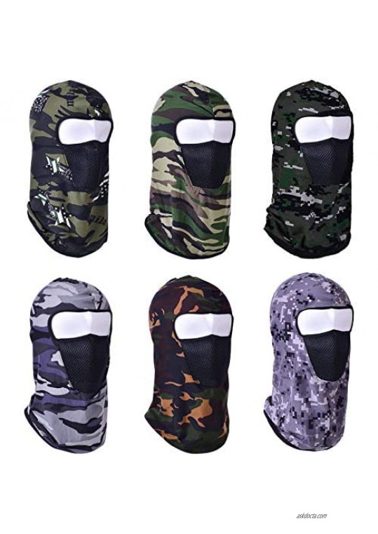 6 Pieces Balaclava Face Masks Motorcycle Mask Fishing Cap Long Neck Cover for Outdoor Activities Camouflage