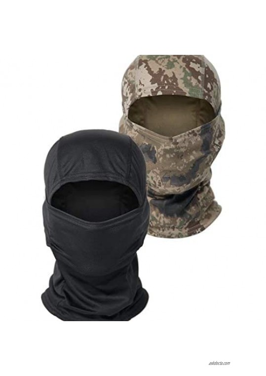 Balaclava Face Mask  2-Pack Breathable Neck Gaiter UV Protection for Men Women Lightweight  Fit  Black & Desert Camouflage