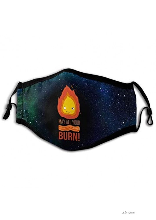 Calcifer May All Your Bacon Burn Face Cover Veil Mouth Scarf Dust Shield Neck Balaclava