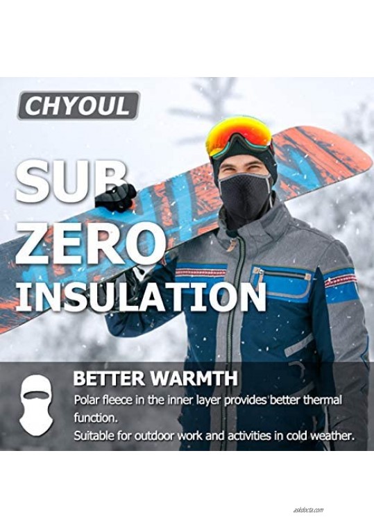CHYOUL Balaclava Ski Mask Cold Weather Windproof Winter Face Mask for Outdoor Sports (Thick 02Zipper Black)