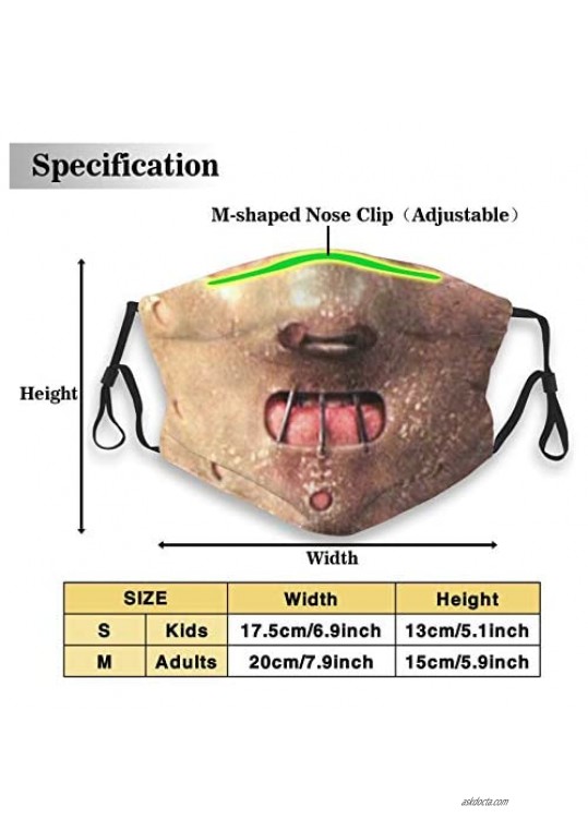 Fonma Hannibal Lecter Reusable Dust Face Cover Adjustable Earloops with Activated Carbon Filters Breathable Face Shield