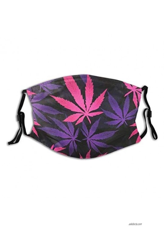 Jreergy Face Mask Bandanas Red And Purple Weed Dust Mask Breathable Balaclava With Filter Pad For Outdoor Sports