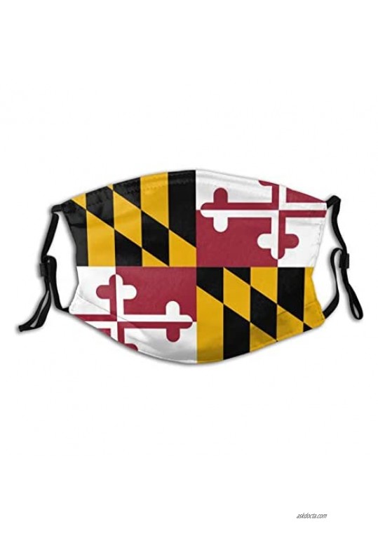 Maryland Flag-Face Mask with Filters Washable Reusable Scarf Balaclava for Women Men Adult Teens