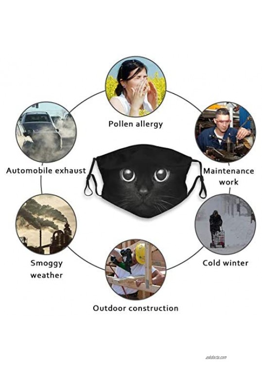 Smile Cat Cloth Face Mask With Filter Pocket Washable Reusable Face Bandanas Balaclava With 2 Pcs Filters