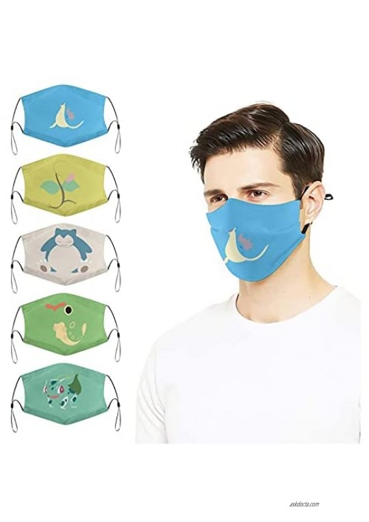 The 5pcs Face Mask with 10 Filter Fashion Unisex Washable and Reusable Face Shield Masks for Mens and Women