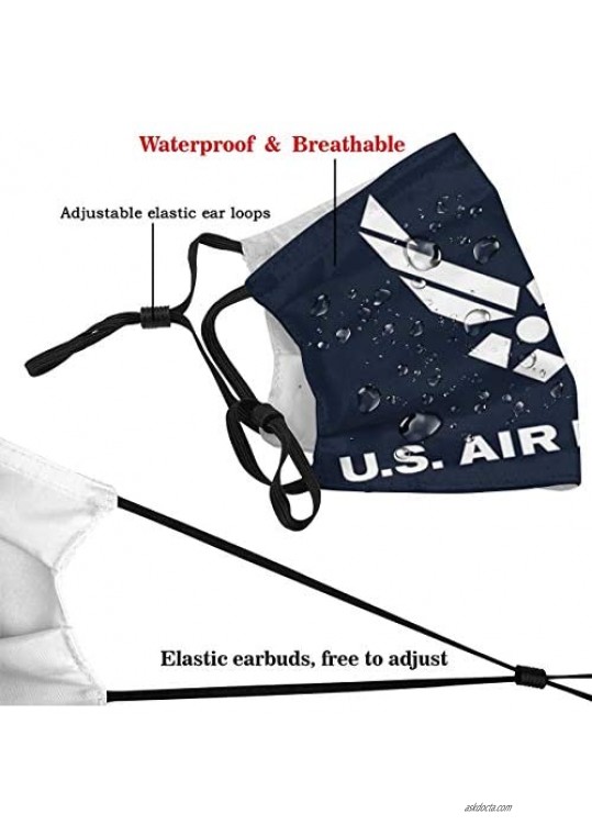 U. S. Air Force Face Mask With Filter Pocket Washable Face Bandanas Balaclava Reusable Fabric Protection