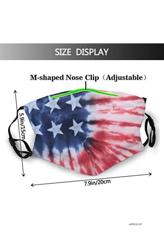 USA Flag Face Mask Bandanas Balaclava Washable Breathable With 2 Filters For Men Women &Teenage