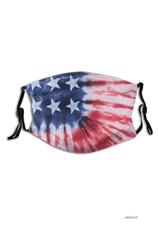 USA Flag Face Mask Bandanas Balaclava Washable Breathable With 2 Filters For Men Women &Teenage