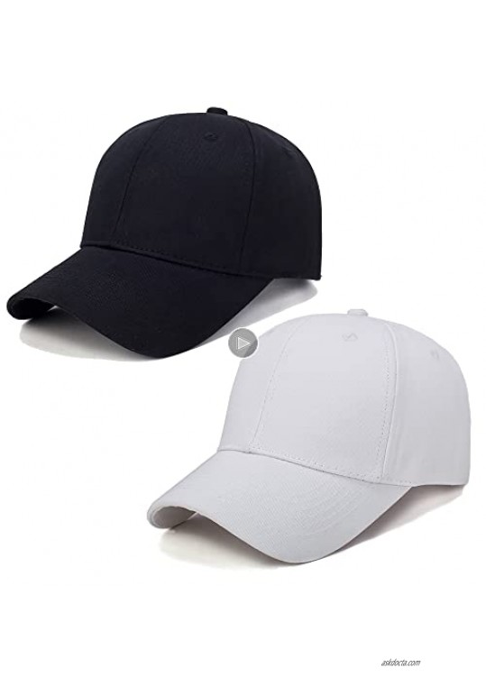 2pcs Classic Cotton Baseball Cap Fits Men Women Adjustable Buckle Closure Dad Hat Outdoor Sports Baseball Hats