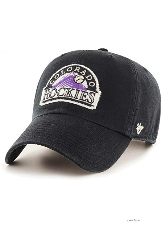 '47 Brand Colorado Rockies McLean Clean Up Cooperstown Vintage Logo Adjustable Cap Coop Black Hat