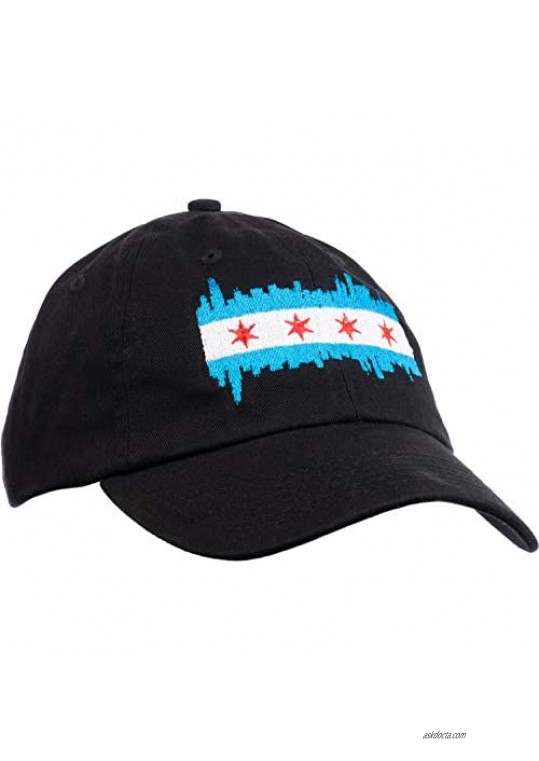 Chicago City Flag Skyline | Chi Pride Baseball Hat Men Women 312 Dad Black Cap