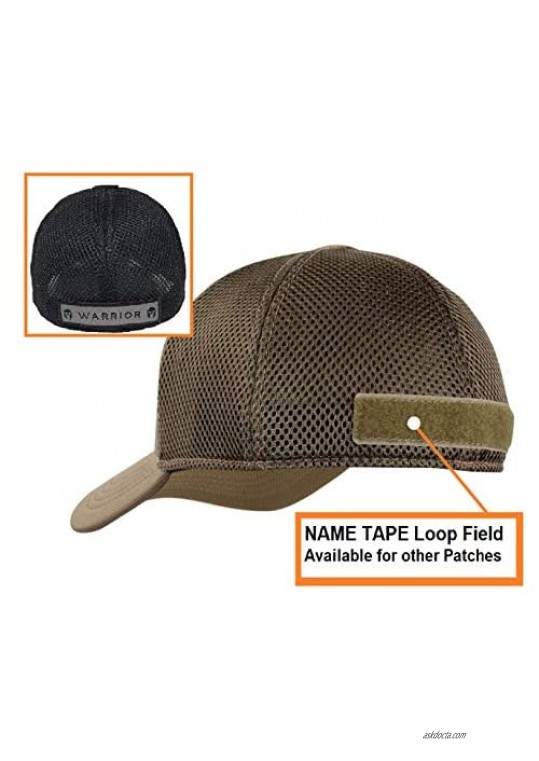 Condor Flex Mesh Cap (Brown) + PVC Flag & Warrior Patch Highly Breathable Fitted Tactical Operator Hat