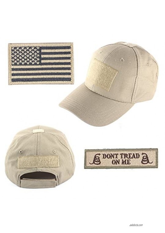 GES Tactical Hat for Men with 2 Pieces Military Patches  Operator Hat with USA Flag