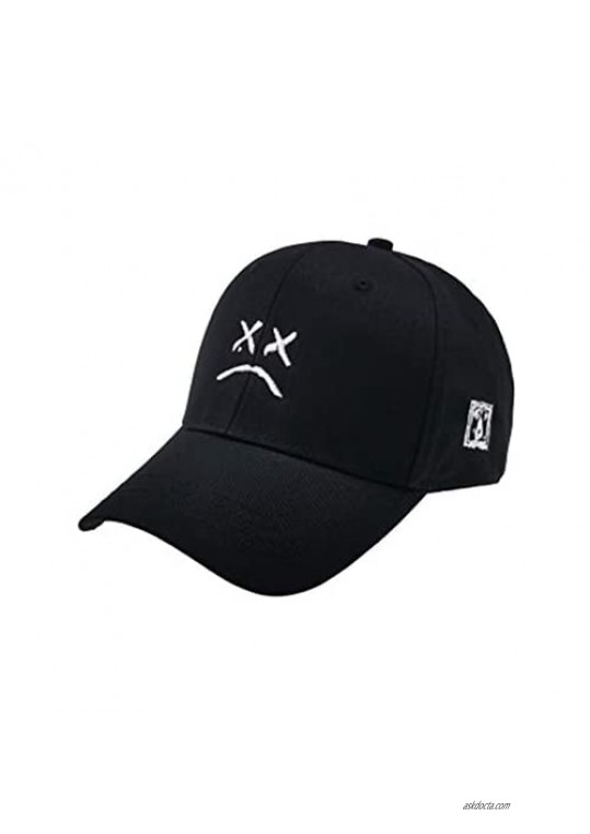 Home Fashion DIY Sad Boys Adjustable Hat Crying Face Embroidery Baseball Cap Dad Hat Hip Hop Cap Black