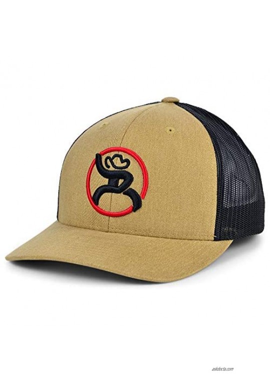 HOOey Strap Roughy 6-Panel Adjustable Trucker Hat w/Logo (Tan/Black)