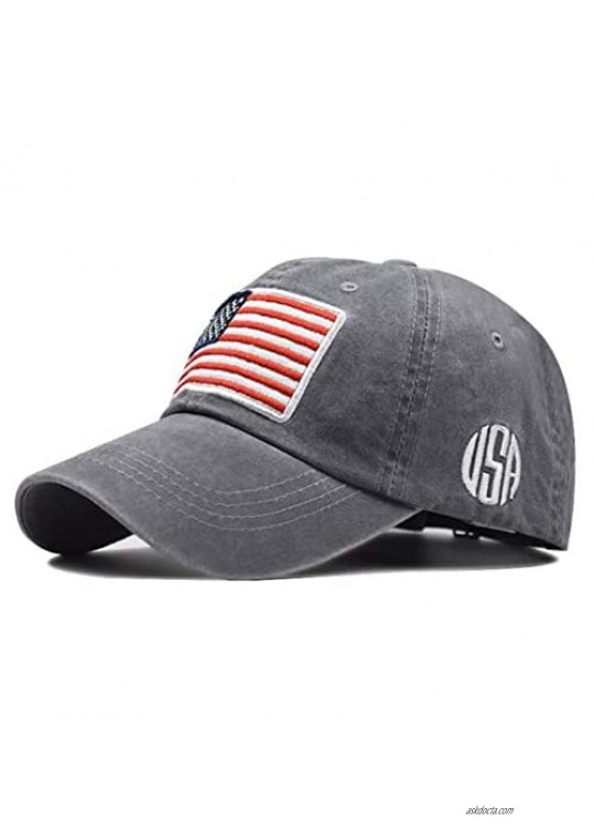 Mealah Men's American-Flag Baseball-Cap Embroidery - Washed Adjustable USA Dad Hat for Women