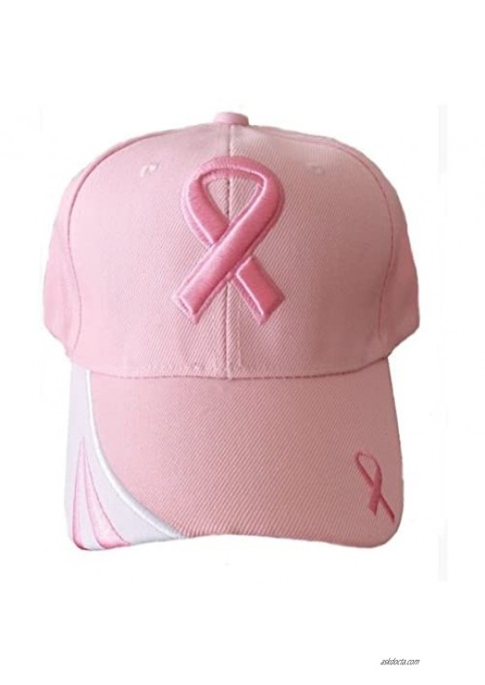 Men's/Women's Pair of Two (2) Breast Cancer Awareness Black & Pink Ribbon Caps Hats