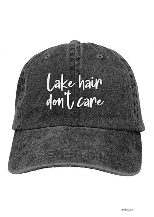 OASCUVER Lake Hair Don't Care Hat Distressed Cotton Adjustable Lake Life Baseball Cap for Men Women