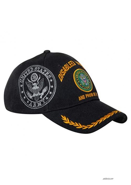 Officially Licensed United States Army Disabled Veteran and Proud of it Embroidered Black Baseball Cap