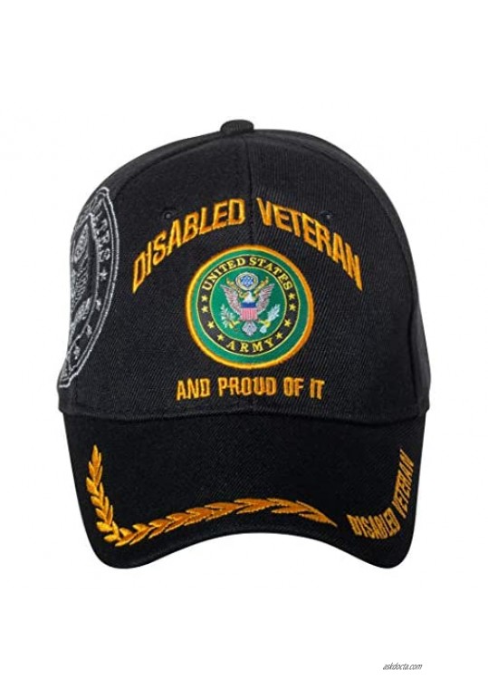 Officially Licensed United States Army Disabled Veteran and Proud of it Embroidered Black Baseball Cap