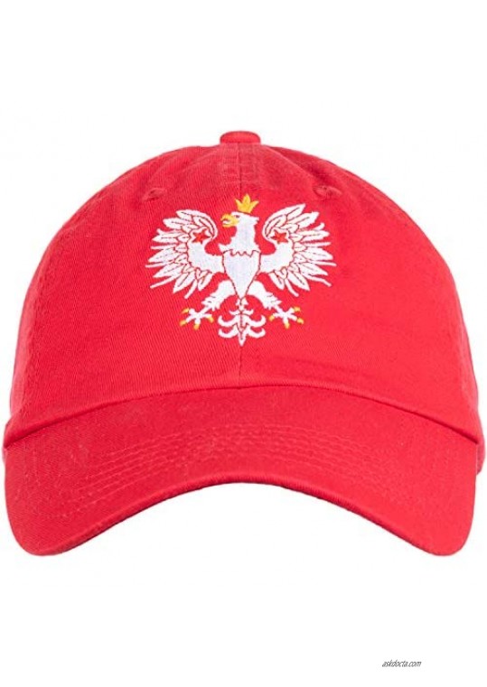 Poland Pride | Vintage Style Retro Polish Eagle Polska Low Baseball Cap Dad Hat Red