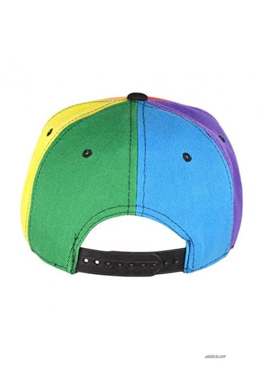 Pride Rainbow Panel Snapback Hat LGBT Bright Trucker Baseball Cap Adjustable