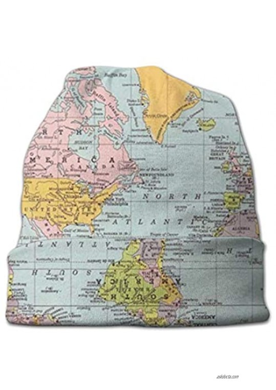 antkondnm World Map Adult Men's Knit Hat Beanie Hat Unisex Adult Hats Cap