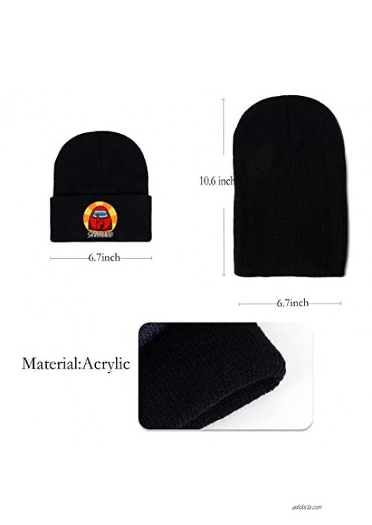 BESTARY Among Us Beanie Hat for Women Men Merch Cosplsy Autumn Winter Knit Hat Rib Knit Beanie Acrylic Hat