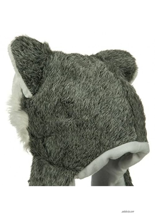 Husky Plush Animal Hat / Scarf / Mittens - Grey Husky