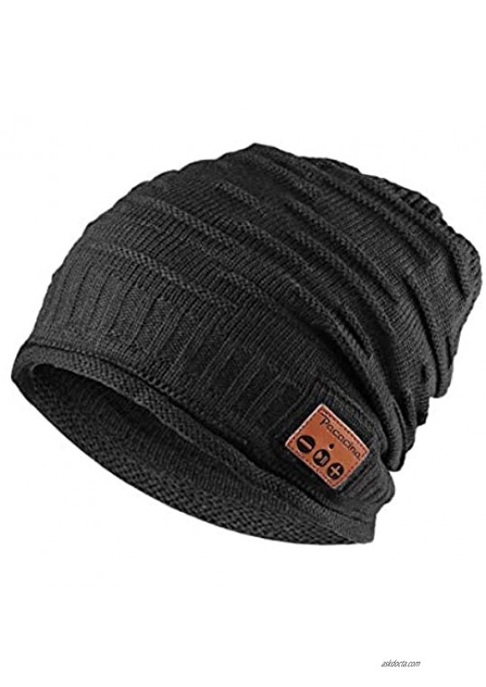 Pococina Wireless Headphone Beanie Music Hat Cap for Men Women Teens- 012 Black
