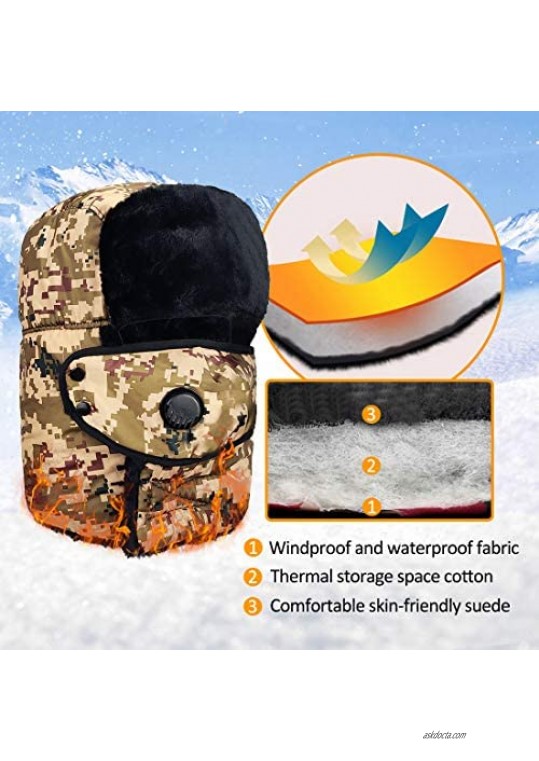 Trapper Hat Winter Hats for Men Trooper Hunting Ski Hat Women Ear Flap Windproof Mask