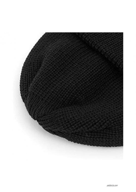UNDERCONTROL Cuffed Warm Plain Knit U Strap Label Trawler Fisherman Skull Beanie Hat Free Size - Unisex Watch Cap