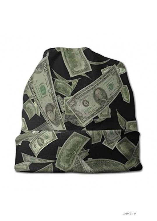 Unisex Beanie Caps United States Hundred Money Symbol Dollar Slouchy Cuff Skull Knit Hat Cap Winter Summer Warm Ski Hats Snapback Black