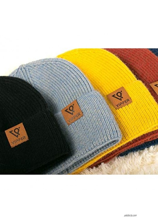 VIPPER Men Beanie Knit Skull Cap Warm Stocking Hat Guys Women Winter Cuff Cuffed Beanie Hats