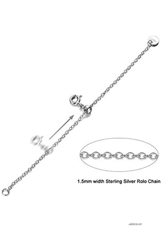 1pc 925 Sterling Silver 1.5mm Necklace Extender Chain 4inch Bracelet Anklet Single Bead Extension Adjustable Length