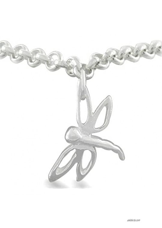 4 Multi Dragonfly Anklet Dangle Charm Ankle Bracelet For Women .925 Sterling Silver Adjustable 9 To 10 Inch With Extender
