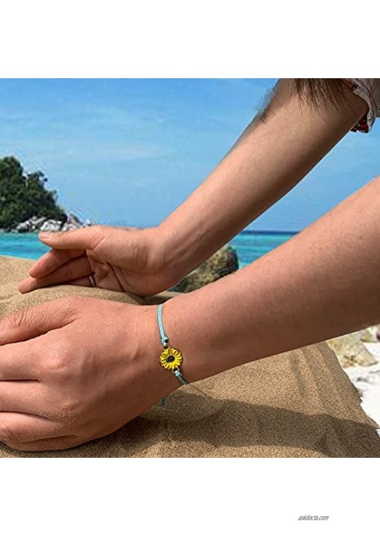 4 Pcs Summer Women Anklet Bracelets Adjustable Strand Braided String Rope Friendship Bracelets Beach Jewelry for Women Teen Girls