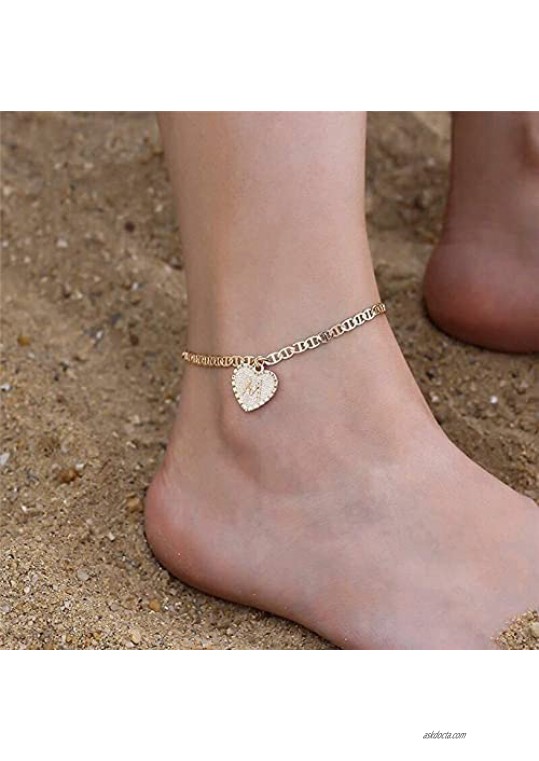 Anklet Bracelets for Women Initial Anklet 14K Gold Plated Letter Anklet Initials Cute Summer Foot Jewelry for Women Girls