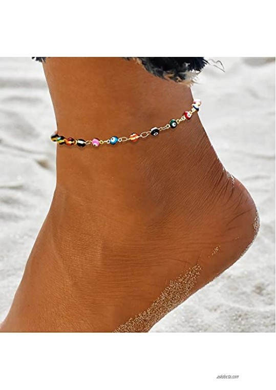 CLASSYZINT Dainty Anklet Bracelet Gold Plated Heart Zirconia Diamond Disc Shell Anklet Beach Foot Chain Boho Anklets for Women
