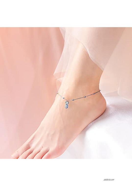 DAOCHONG Anklet for Women S925 Sterling Silver Adjustable Foot Chain Ankle Bracelet Anklets Jewelry