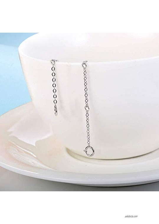 Dorella 2 Pcs Sterling Silver Necklace Extender Chain Set for Necklace Bracelet Durable Adjustable Length 2 5