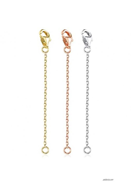 Fiasaso 3 Pcs Necklace Extender Sterling Silver Necklace Extender Bracelet Extender Anklet Extender Necklace Extender Set 3 Different Color: Silver Gold Rose Gold Length 2inch 4inch