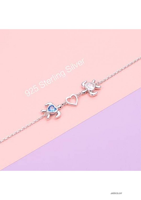 FLYOW Turtle Anklet for Women 925 Sterling Silver Adjustable Beach Sea Animal Foot Chain Ankle Bracelet Gift for Women (Turtle Ankle Bracelet)