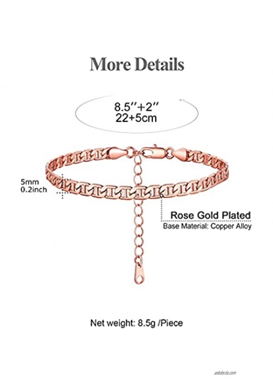 FOCALOOK Ankle Bracelets for Women Men 18K Gold Plated Mariner Link Chain Anklet Bracelet Jewelry for Women Teen Girls