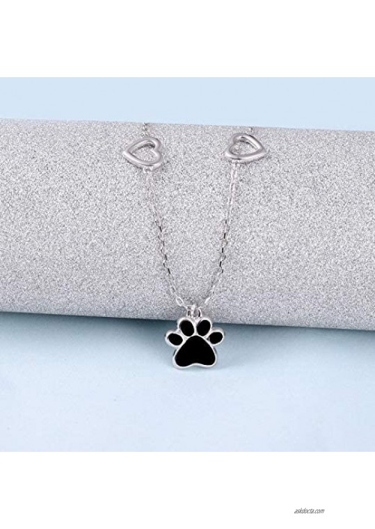 FREECO S925 Sterling Silver Anklet for Women Girl Adjustable Cute Paw Print Foot Ankle Bracelet Jewelry (Dog Pet Paw Print)